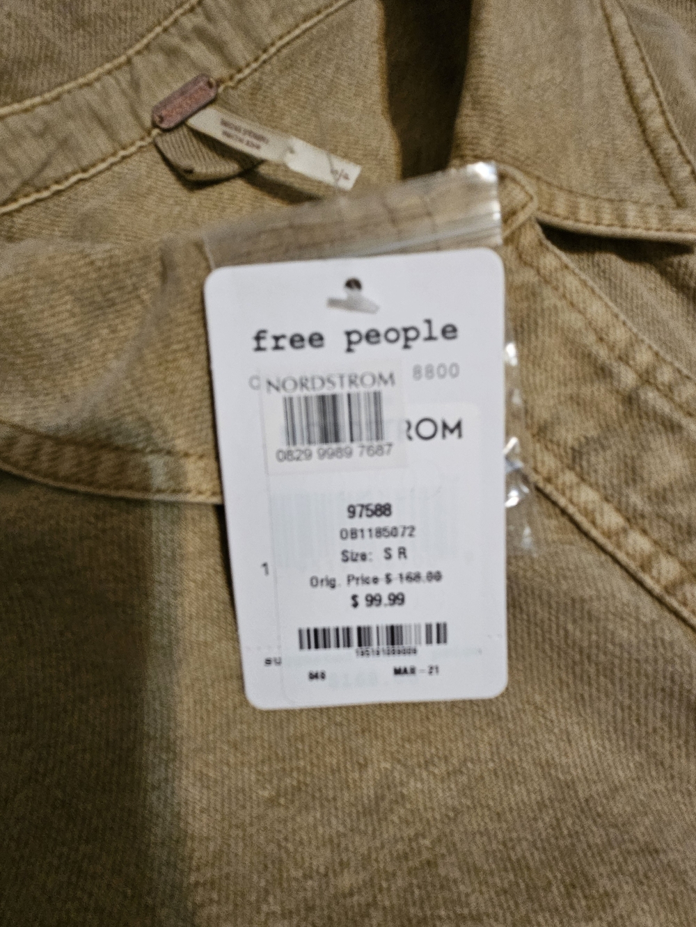 Free People Utility Belted Jumpsuit Nwt Medium Large - Picture 4 of 4
